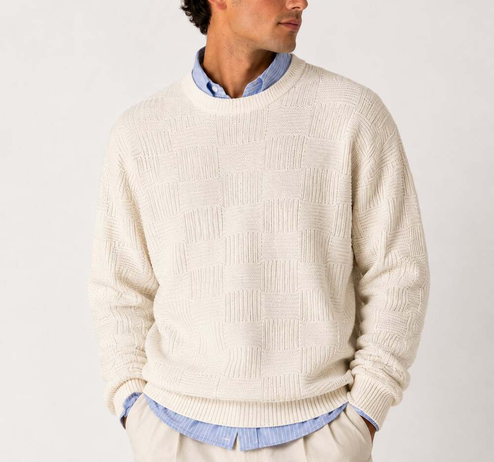 Vintage 100% Silk Textured Knit Sweater XL Old Money Coastal Grandpa